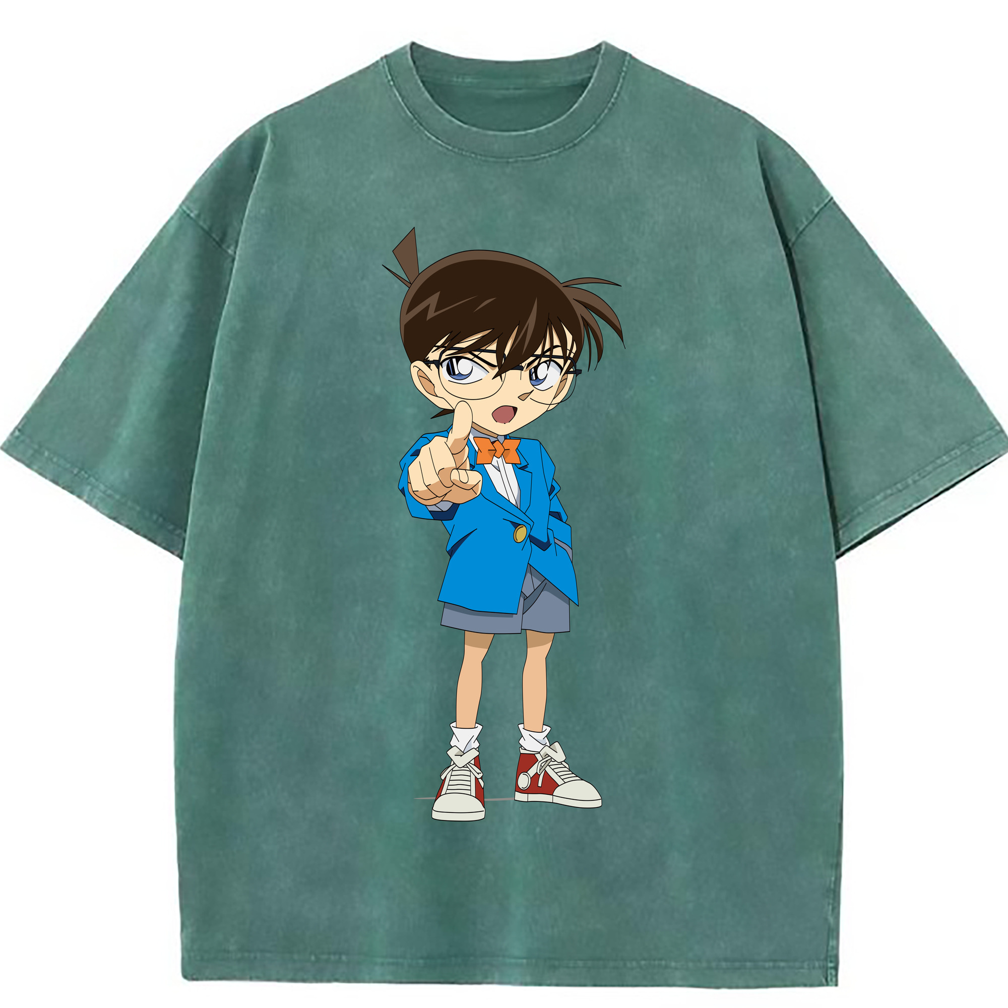 （画像用） 名探偵コナン 江戸川 コナン Detective Conan Conan Edogawa 綿100% ヴィンテージ風 半袖Tシャツ（フロントプリント）